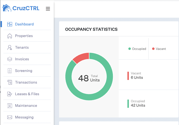 Cruz Control property management occupancy dashboard